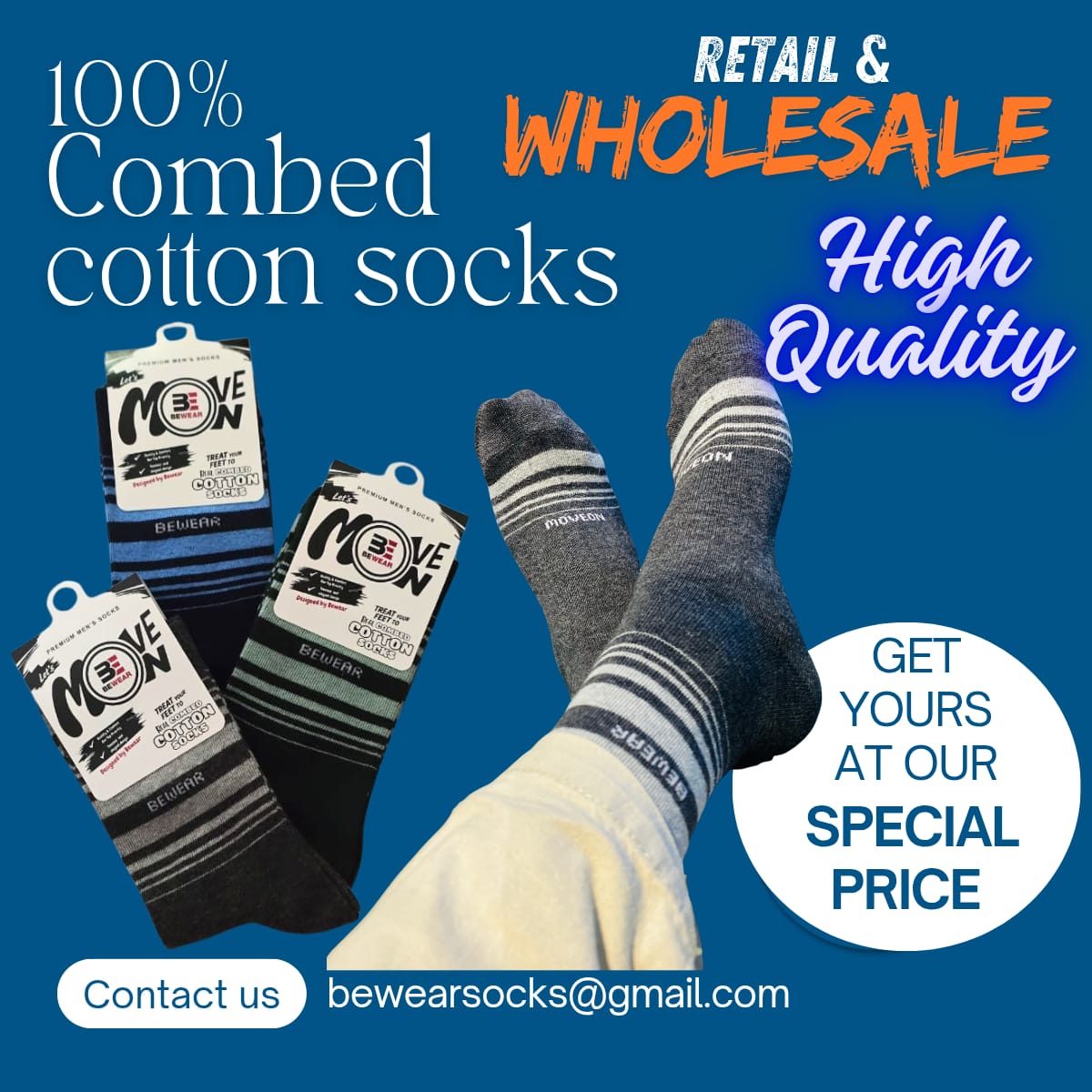 100% Combed
Cotton Socks